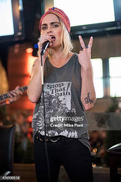 Actress Taryn Manning performs at the "Orange is the New Black" season 3 premiere party benefiting the Women's Prison Association at The Ainsworth on...