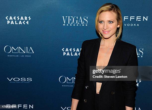 Actress Brittany Snow attends Vegas Magazine's 12th anniversary celebration at Omnia Nightclub at Caesars Palace on June 12, 2015 in Las Vegas,...