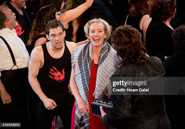 Emma Thompson performs at the 2014 New York Philharmonic Spring Gala featuring "Sweeney Todd: The Demon Barber of Fleet Street" at Josie Robertson...