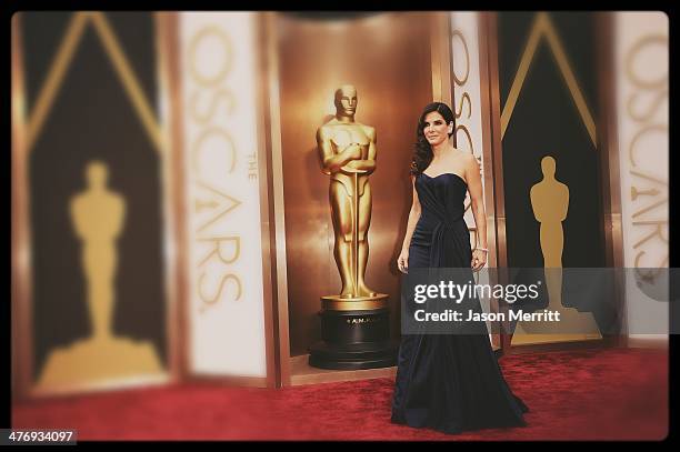 Actress Sandra Bullock attends the Oscars held at Hollywood & Highland Center on March 2, 2014 in Hollywood, California.