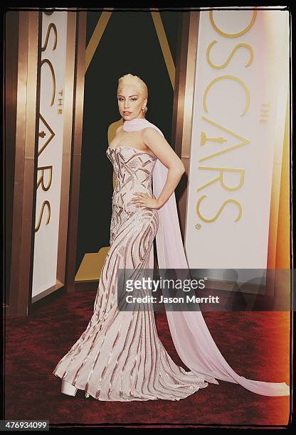 Recording artist Lady Gaga attends the Oscars held at Hollywood & Highland Center on March 2, 2014 in Hollywood, California.
