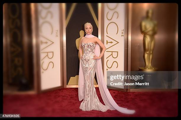 Recording artist Lady Gaga attends the Oscars held at Hollywood & Highland Center on March 2, 2014 in Hollywood, California.