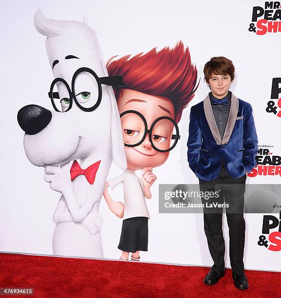 Actor Max Charles attends the premiere of "Mr. Peabody & Sherman" at Regency Village Theatre on March 5, 2014 in Westwood, California.