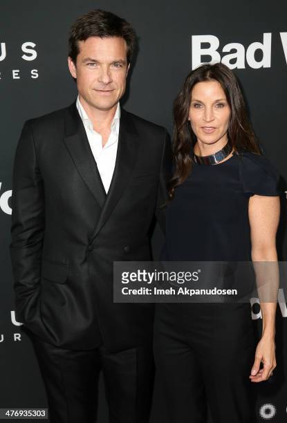 Actor Jason Bateman and actress Amanda Anka attend the premiere of Focus Features' 'Bad Words' at ArcLight Cinemas Cinerama Dome on March 5, 2014 in...