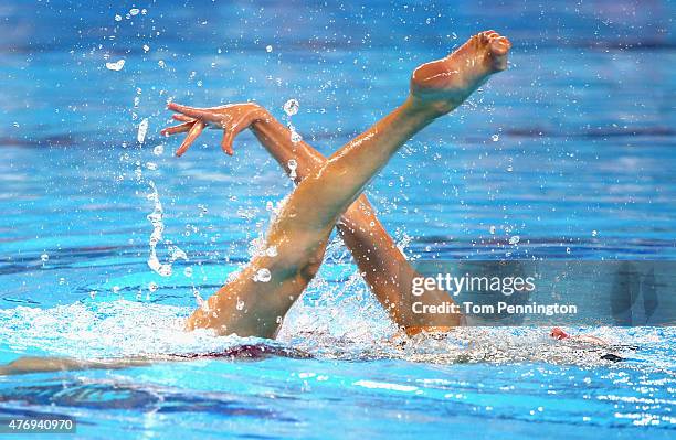 Vivienne Koch of Switzerland competes in the Synchronised Swimming Solo Free Routine Preliminary during day one of the Baku 2015 European Games at...