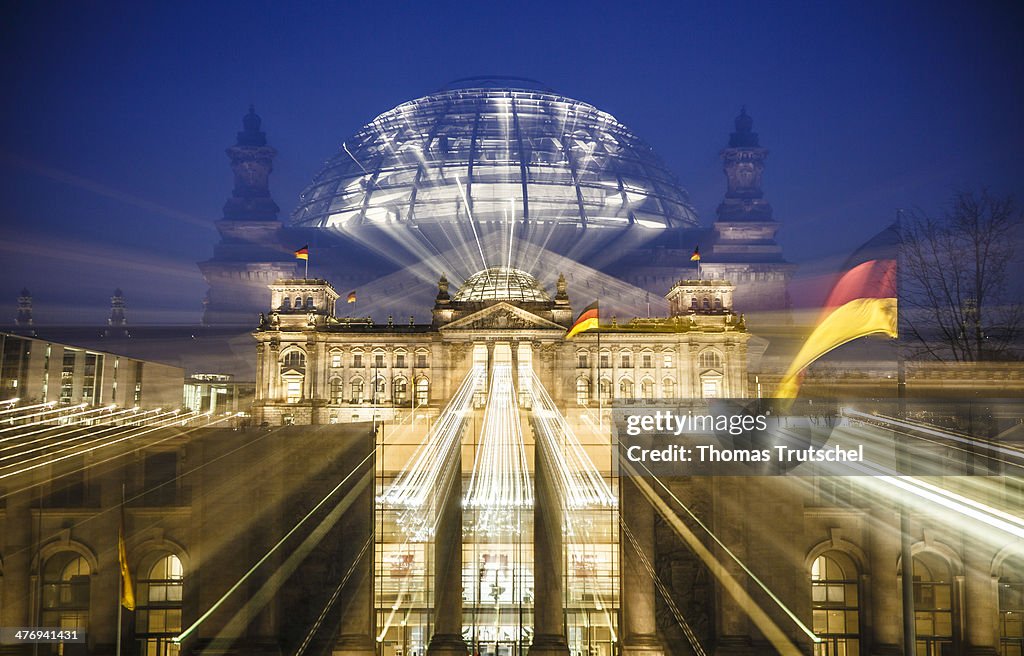 Night Shot Of The Reichstag Building