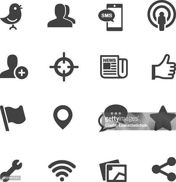 social networking silhouette icons - photographic slide stock illustrations