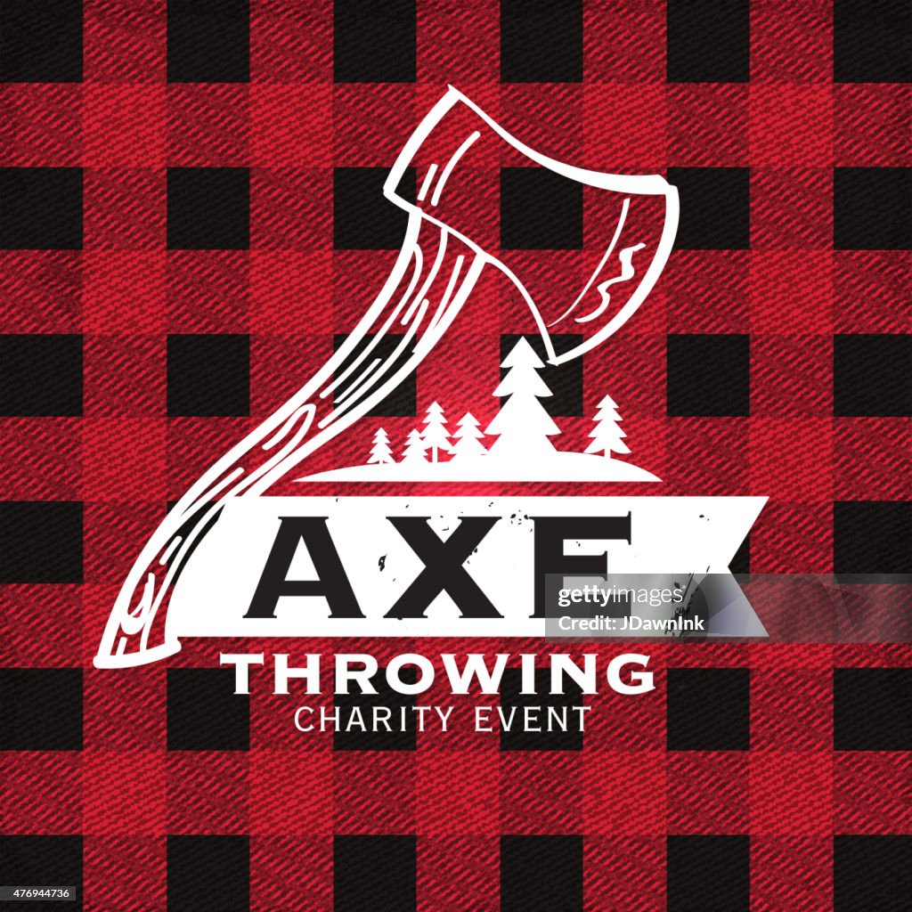 Red and black Axe Throwing label