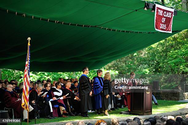 president speech on commencement day at swarthmore college - university president stock pictures, royalty-free photos & images