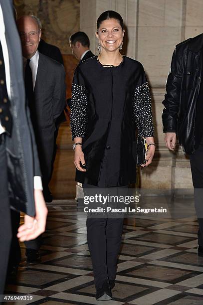 Crown Princess Victoria of Sweden arrives at the Opera Garnier on March 6, 2014 in Paris, France.