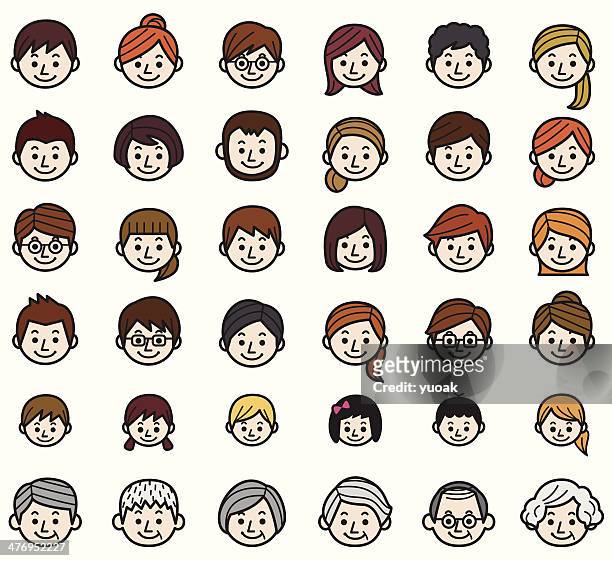 ilustrações, clipart, desenhos animados e ícones de conjunto de ícones de pessoas - smiley faces