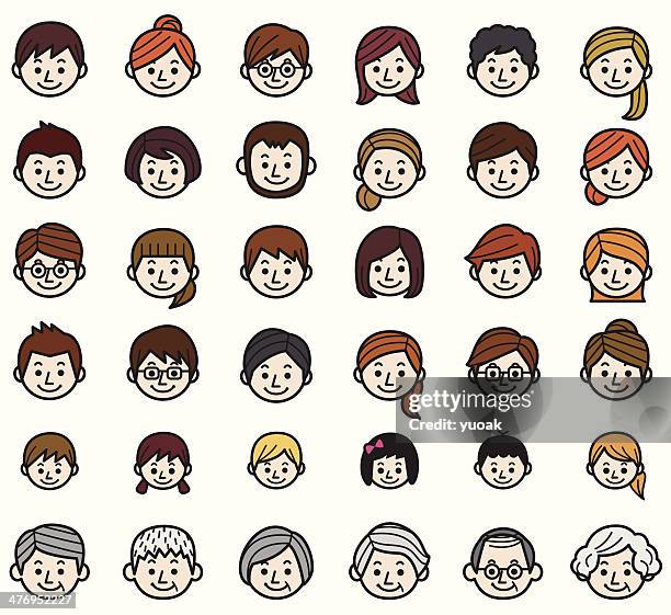 people icon set - cartoon faces stock illustrations