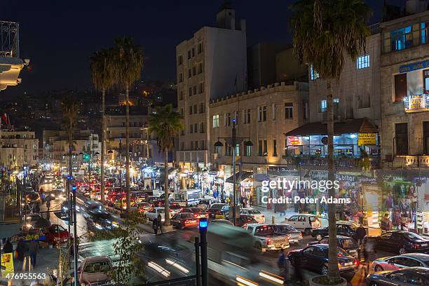 main shopping street dusk, downtown amman, jordan - amman foto e immagini stock