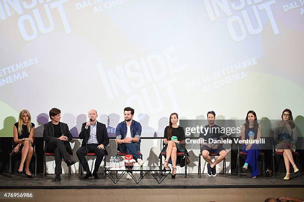 Tiziana Rocca, Francesco Castelnuovo, Frank Matano, Tess Masazza, Dexter, Ludovica Camello and Diana Del Bufalo attend Day 1 of the 61 Taormina Film...