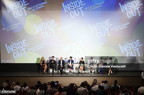 Tiziana Rocca, Francesco Castelnuovo, Frank Matano, Tess Masazza, Dexter, Ludovica Camello and Diana Del Bufalo attend Day 1 of the 61 Taormina Film...