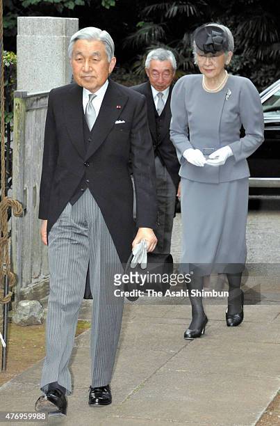 Emperor Akihito and Empress Michiko visit the Toshimagaoka Cemetery to mark the 50th anniversary of the death of emperor's elder sister Shigeko on...