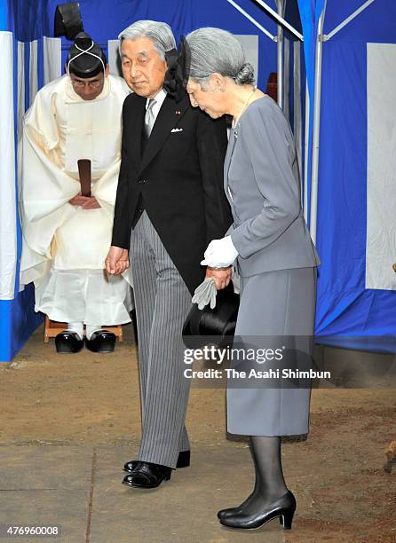 Emperor Akihito and Empress Michiko visit the Toshimagaoka Cemetery to mark the 50th anniversary of the death of emperor's elder sister Shigeko on...