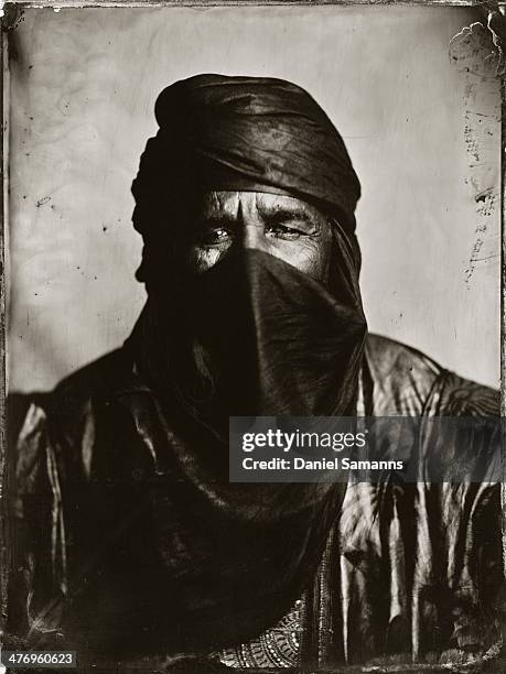 Touhami Ag Alhassane, co-founder and musician of Tuareg Band 'Tinariwen', Grammy award winner 2011 , poses for a Ambrotype Collodion Wet Plate Photo...