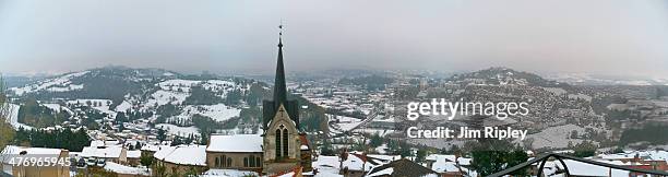 city in the snow. - saint étienne photos et images de collection