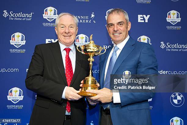 Michael Ring , Minister of State for Tourism and Sport and Paul McGinley, European Ryder Cup Captain and are pictured during a Ryder Cup Press...