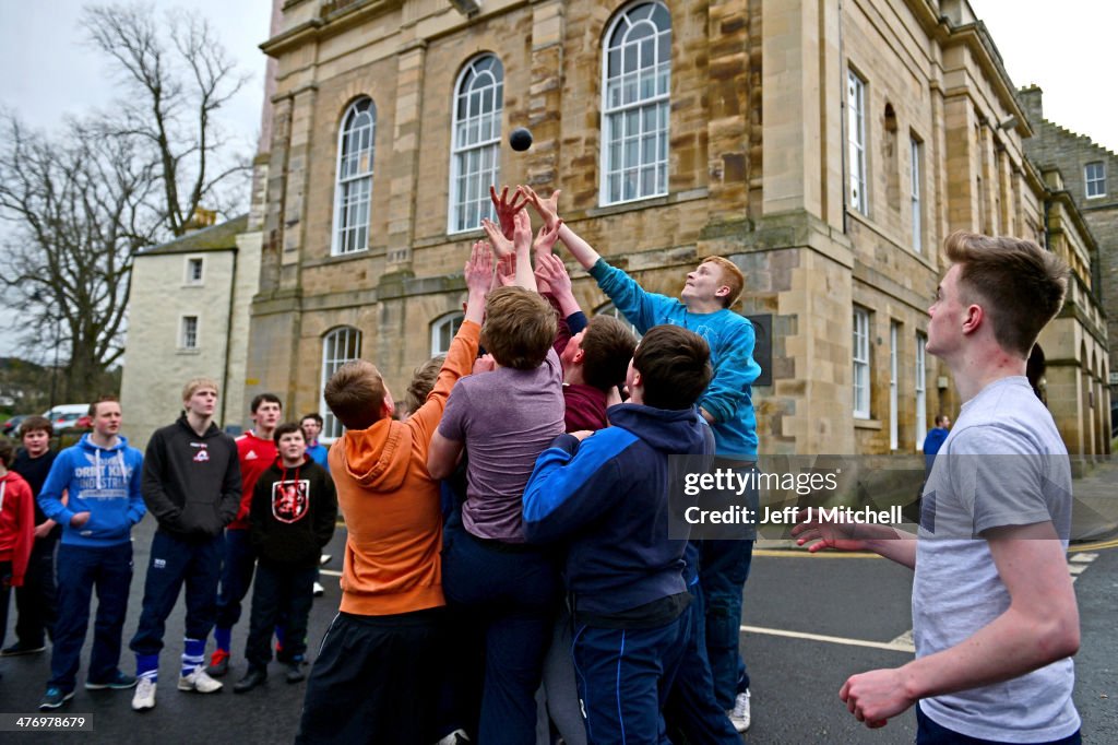 Locals Participate In The Jethart Hand-ba