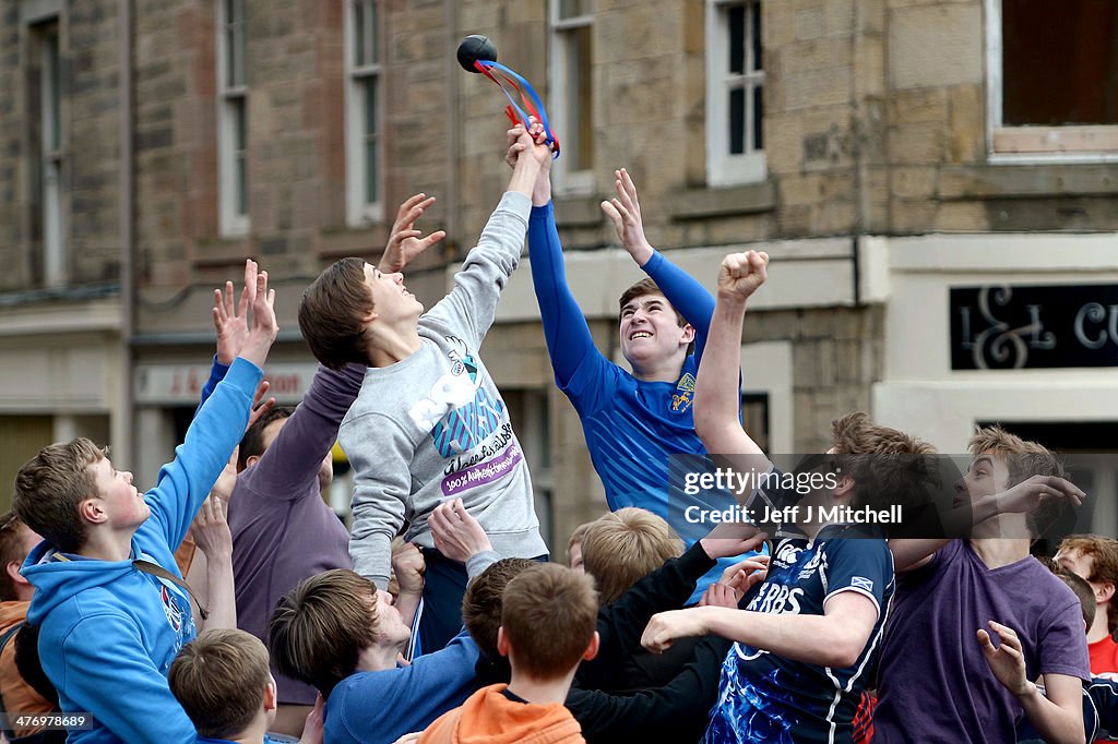 Locals Participate In The Jethart Hand-ba