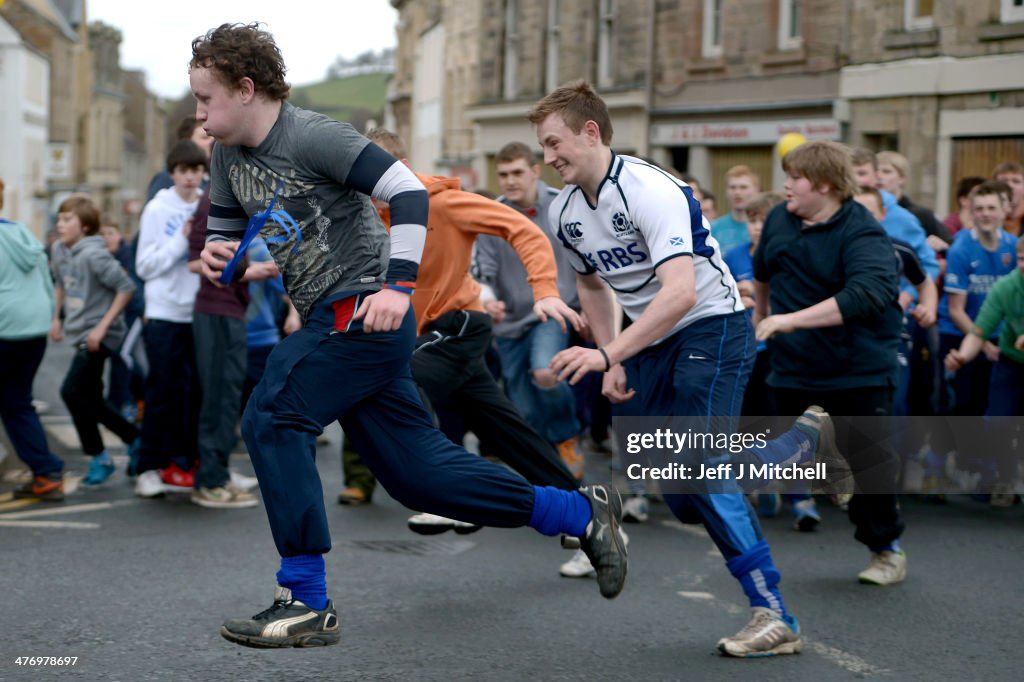 Locals Participate In The Jethart Hand-ba