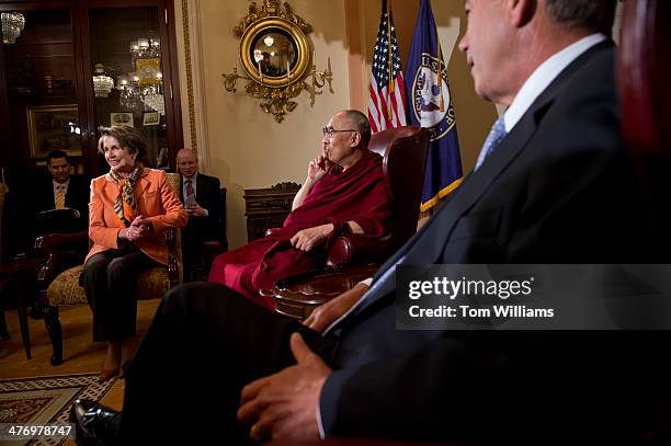 The Dalai Lama meets with House leaders in the Capitol including Speaker John Boehner, R-Ohio, and House Minority Leader Nancy Pelosi, D-Calif. The...