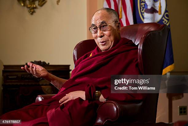 The Dalai Lama meets with House leaders in the Capitol. The Lama was on the Hill to meet with members of the House and Senate and also presided of...