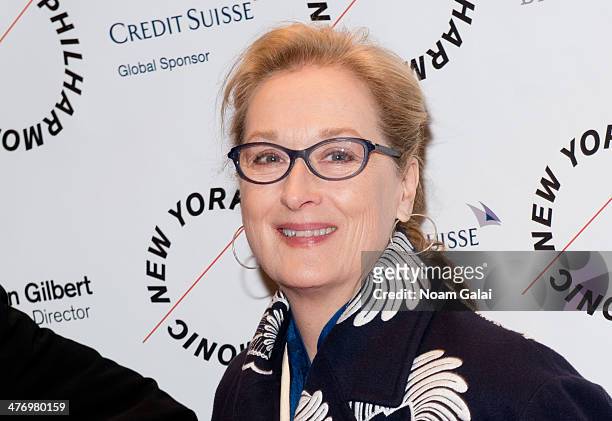 Actress Meryl Streep attends the 2014 New York Philharmonic Spring Gala featuring "Sweeney Todd: The Demon Barber of Fleet Street" at Josie Robertson...