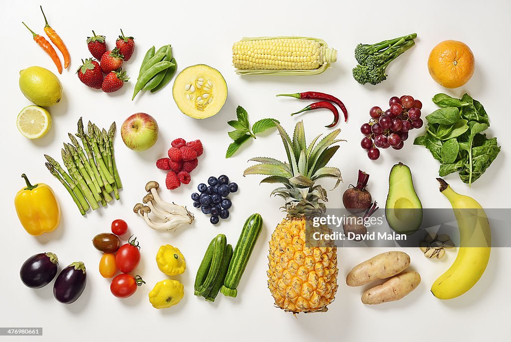 Selection of fruit and vegetables