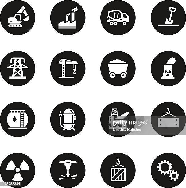 schwerindustrie icons-schwarz kreis serie - landmine stock-grafiken, -clipart, -cartoons und -symbole