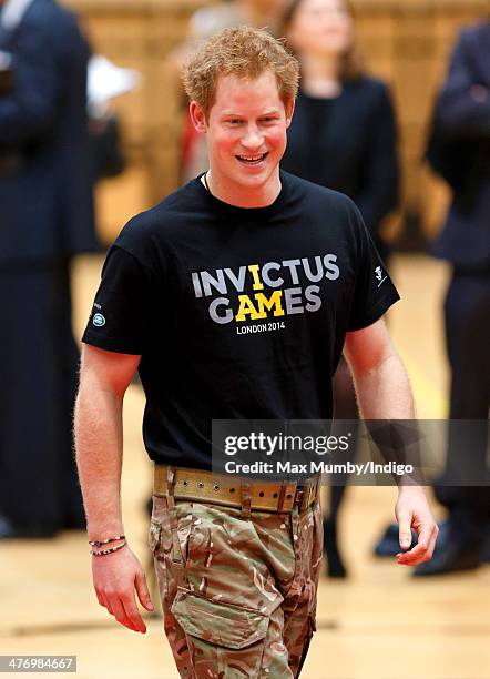 Prince Harry attends the launch of the Invictus Games at the Copper Box Arena in the Queen Elizabeth Olympic Park on March 6, 2014 in London,...