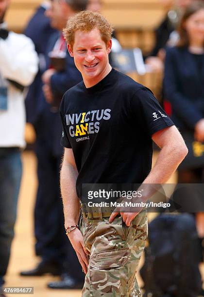 Prince Harry attends the launch of the Invictus Games at the Copper Box Arena in the Queen Elizabeth Olympic Park on March 6, 2014 in London,...