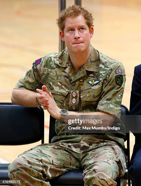 Prince Harry attends the launch of the Invictus Games at the Copper Box Arena in the Queen Elizabeth Olympic Park on March 6, 2014 in London,...