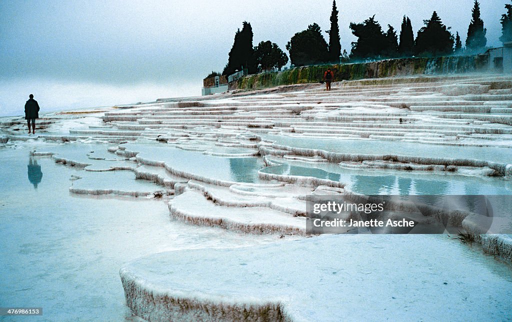 People at Pamukkale travertines, 1988