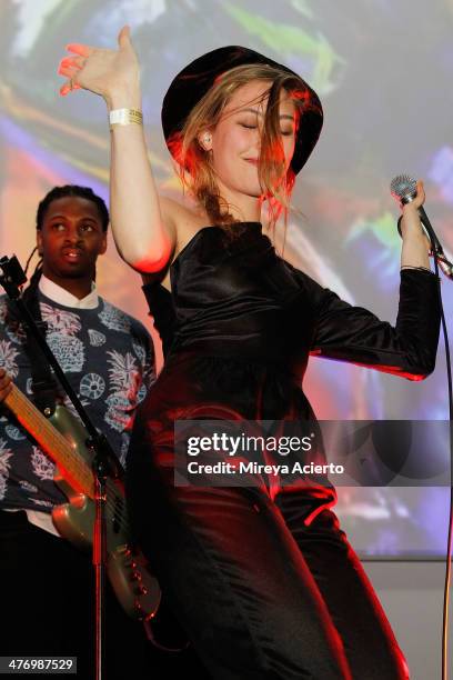 Samantha Urbani performs with Blood Orange at the Armory Party 2014 at The Museum of Modern Art on March 5, 2014 in New York City.