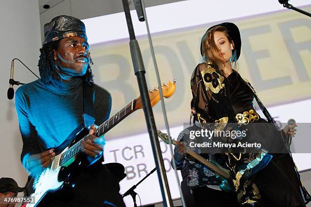 Dev Hynes, from musical group Blood Orange and Samantha Urbani perform at the Armory Party 2014 at The Museum of Modern Art on March 5, 2014 in New...