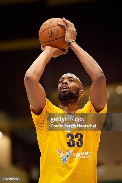 Melvin Ely of the Texas Legends takes a free throw during the Legends' win against the Bakersfield Jam on March 5, 2014 at Dr. Pepper Arena in...