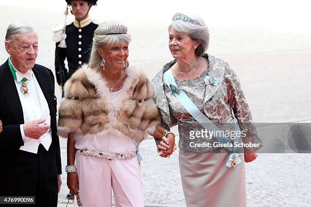 Princess Birgitta of Sweden and Princess Margaretha Mrs. Ambler attend the royal wedding of Prince Carl Philip of Sweden and Sofia Hellqvist at The...