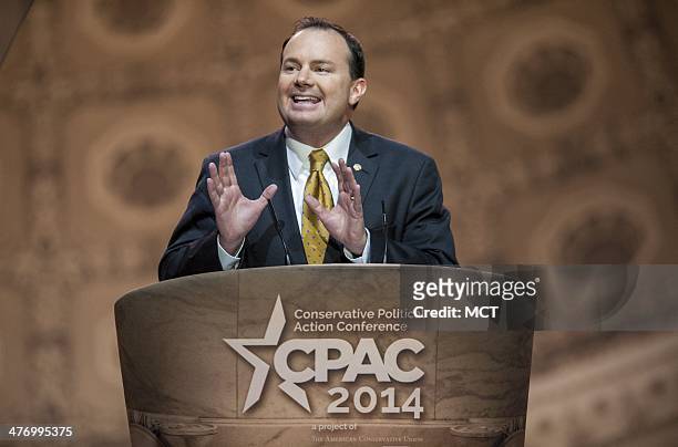 Senator Mike Lee speaks at the 2014 Conservative Political Action Conference at the Gaylord Resort in Oxon Hill, MD. This year is the American...