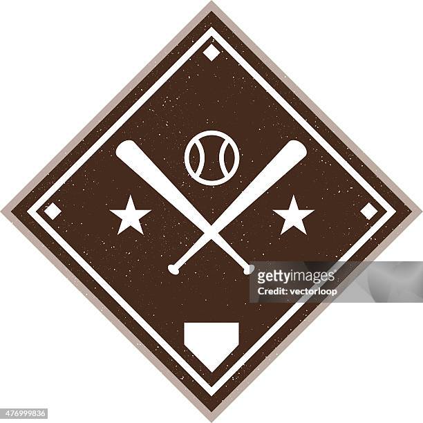 vintage baseball diamond - baseball vector stock-grafiken, -clipart, -cartoons und -symbole