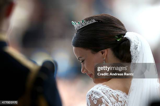 Princess Sofia of Sweden is seen after their marriage ceremony on June 13, 2015 in Stockholm, Sweden.