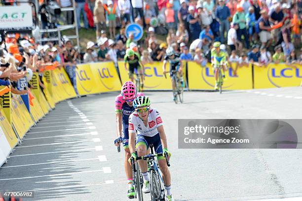 Adam Yates of team ORICA GREENEDGE competes during Stage Seven of the Criterium du Dauphine on June 13, 2015 in Montmelian, France.