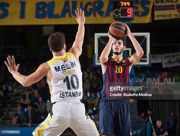 Alejandro Abrines, #10 of FC Barcelona in action during the 2013-2014 Turkish Airlines Euroleague Top 16 Date 9 game between FC Barcelona Regal v...