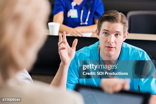 Questioning Medical Nursing Or Medical Student Asking Question During Healthcare Conference ...