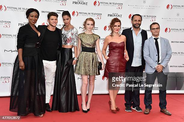 Cast of TV series Pep's Nadege Beausson-Diagne, Rayane Bensetti, Catalina Denis, Ingrid Juveneton, Noemie de Lattre, Yannig Samot and Soren Prevost...
