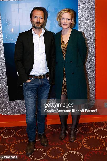Actor Valery Bou and his companion Karine Peuthe attend the screening of 'La valse de Marylore' short film. Held at Cinema Gaumont Opera in Paris. On...