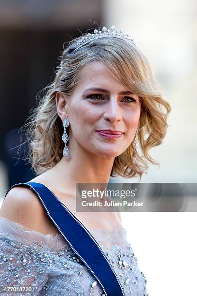 Princess Tatiana of Greece, arrives at The Royal Chapel, at The Royal Palace in Stockholm for The Wedding of Prince Carl Philip of Sweden and Sofia...