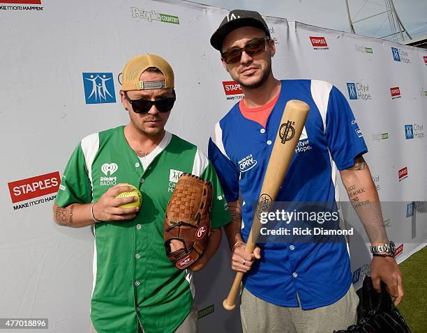 Stephen Barker Liles and Eric Gunderson step up to strike out cancer at the 25th Annual City of Hope Celebrity Softball Game 2015 at First Tennessee...